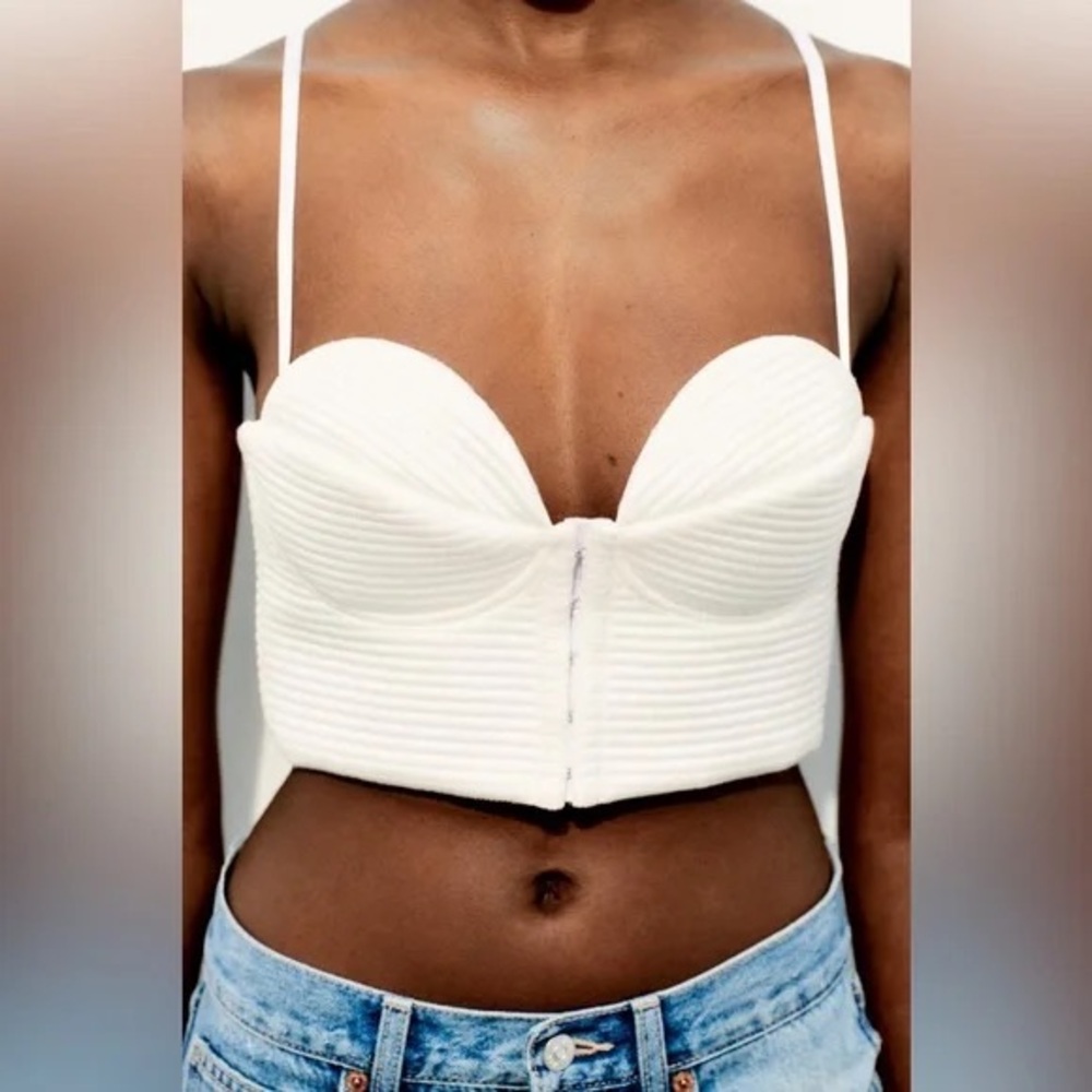 Zara Women's Ribbed Corset Bustier Top size Large